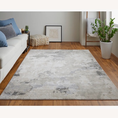 Used Belen Alexander Contemporary Silver/Gray Abstract Watercolor Rug for sale on AptDeco