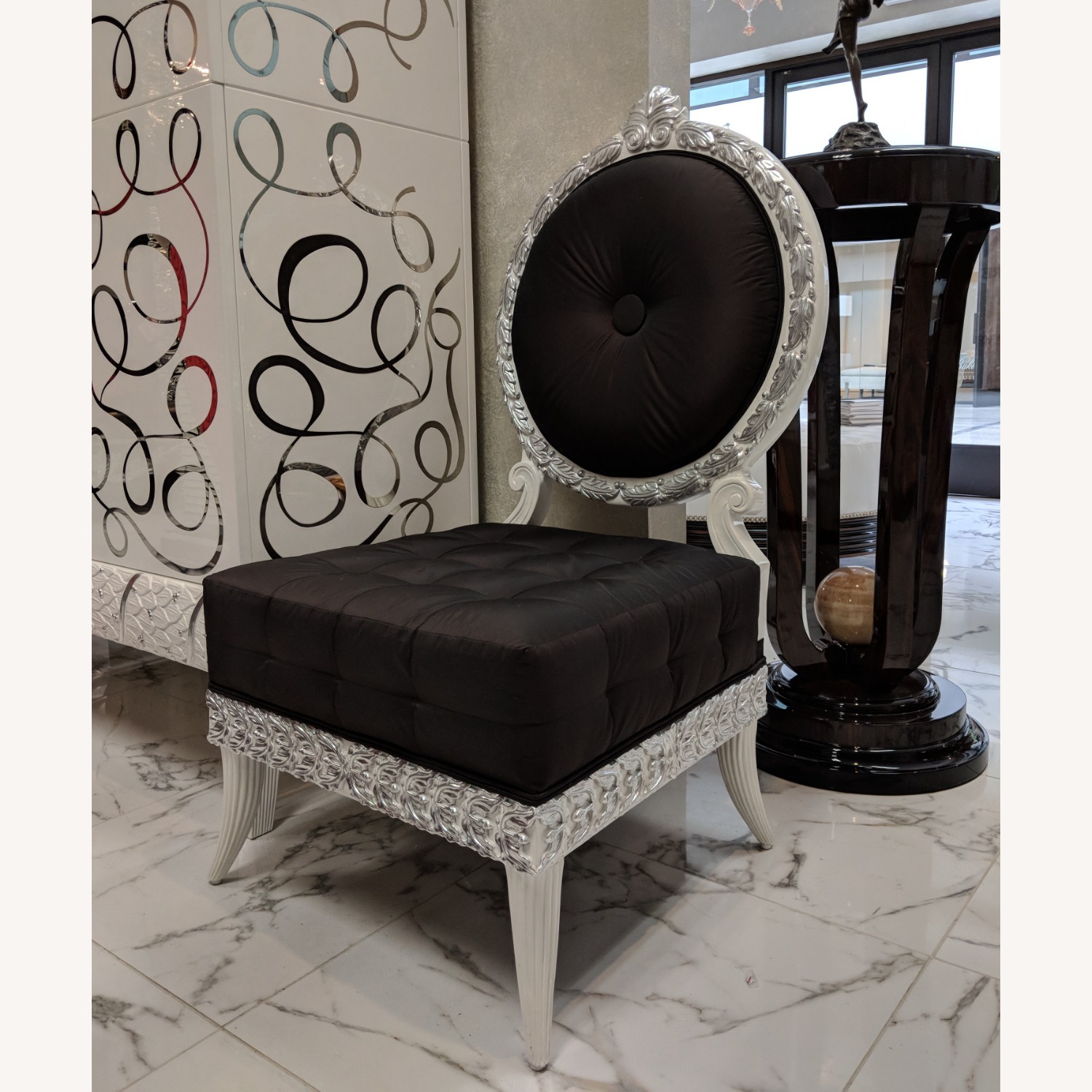 Black Wood Accent Chair - image-1