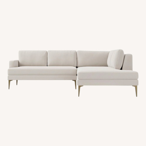 Used West Elm Andes Light Gray Linen 2 Piece Sectional for sale on AptDeco