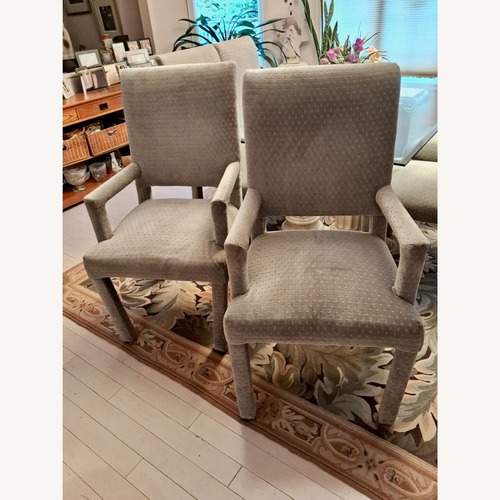Used Vintage/Antique Light Gray Fabric Dining Chairs for sale on AptDeco