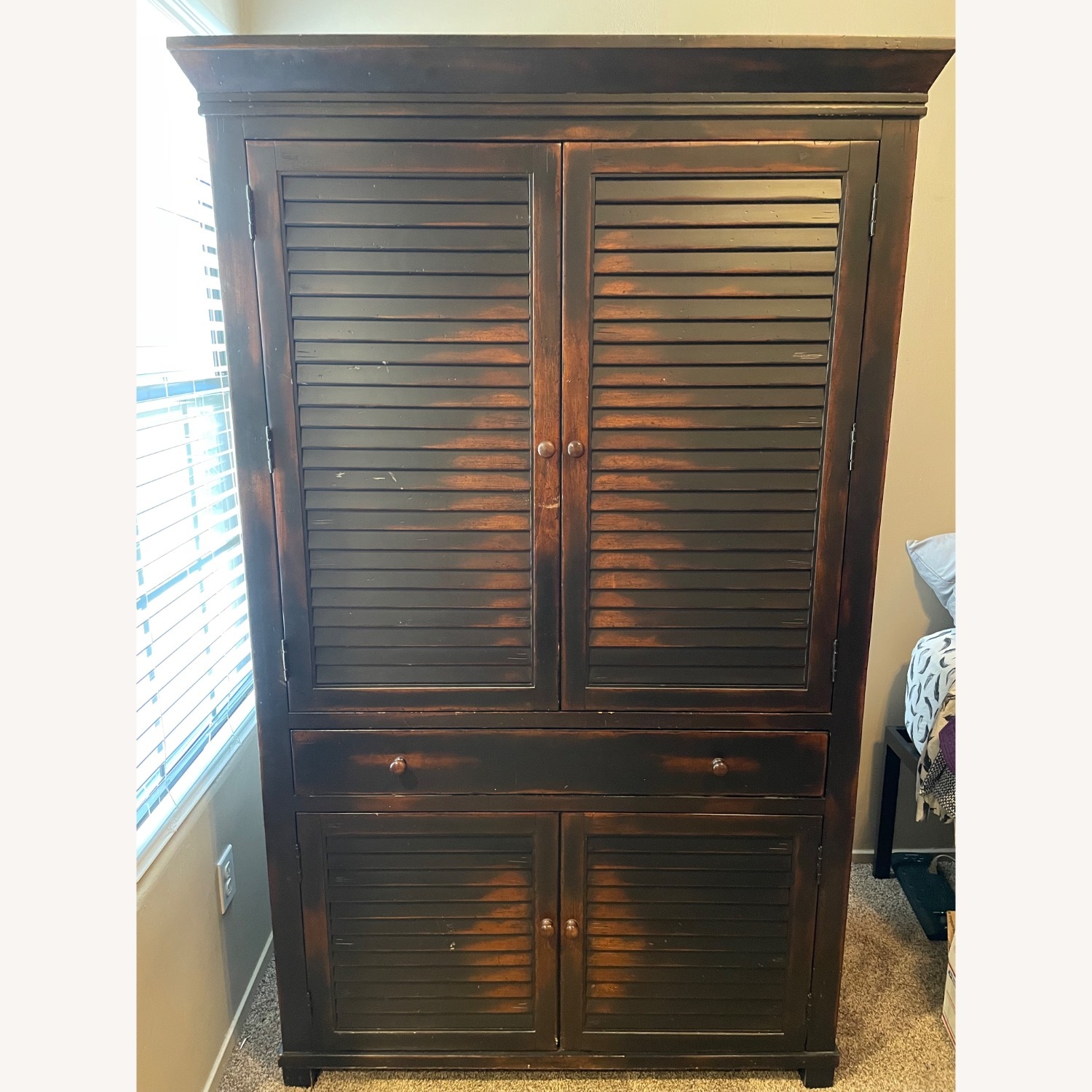 Pottery Barn Seymour Dark Brown Wood Home Office Armoire - image-1
