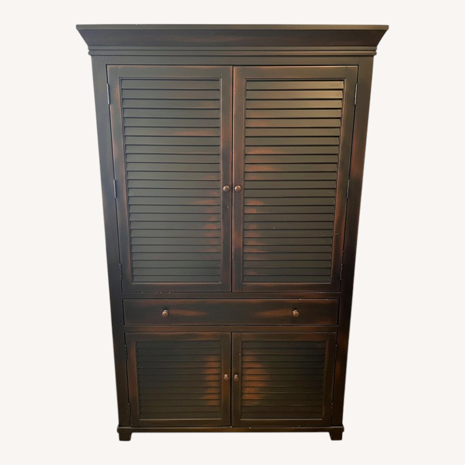 Pottery Barn Seymour Dark Brown Wood Home Office Armoire - image-9