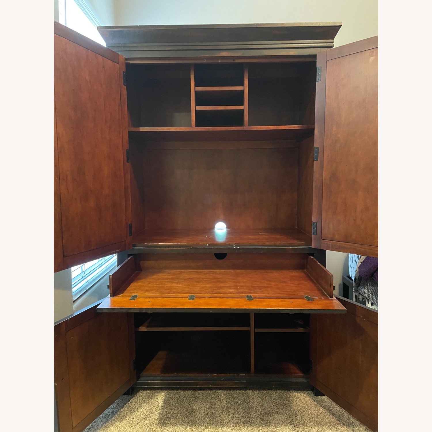 Pottery Barn Seymour Dark Brown Wood Home Office Armoire - image-2