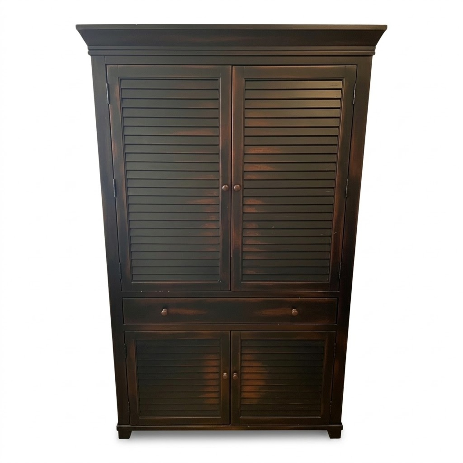 Pottery Barn Seymour Dark Brown Wood Home Office Armoire - image-10