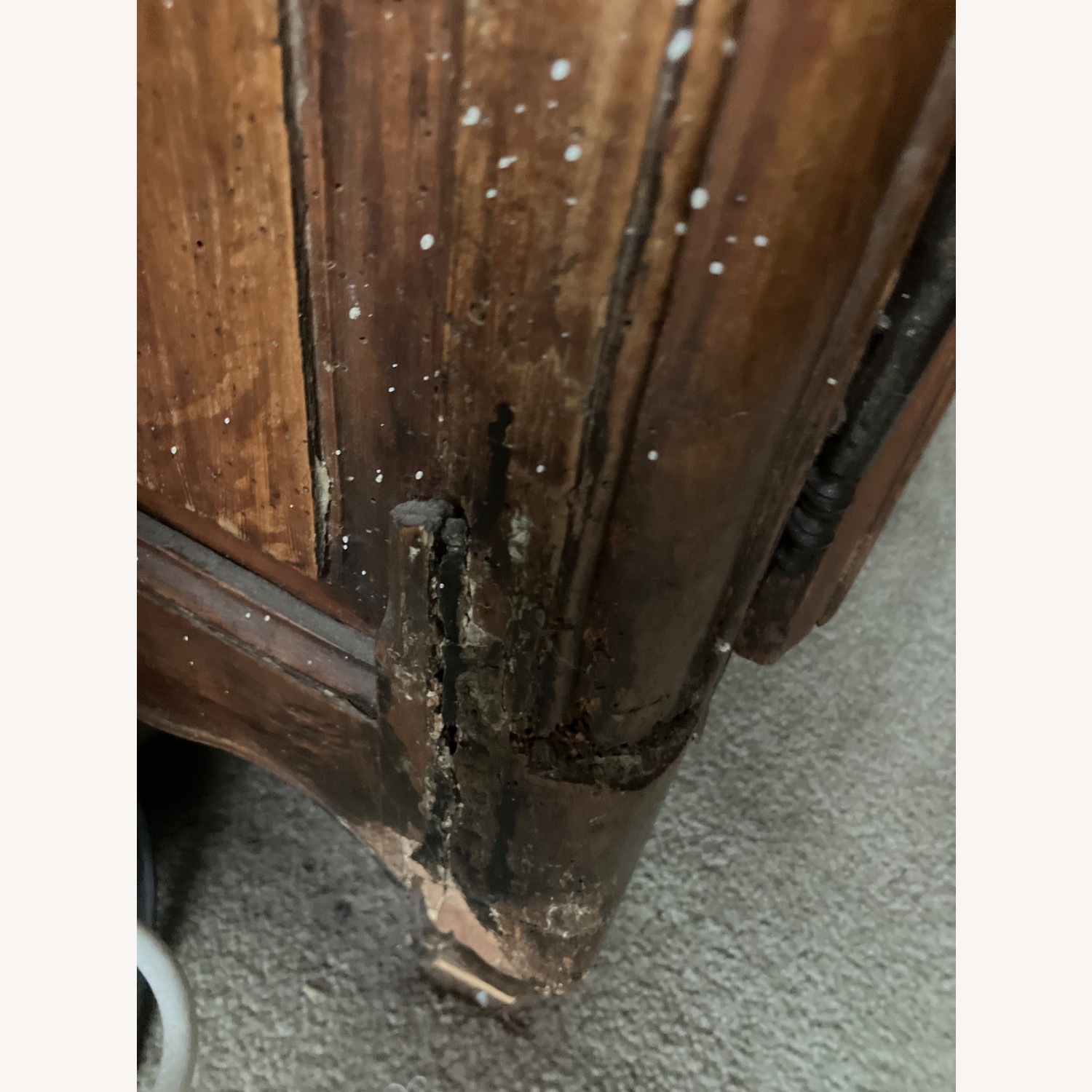 Antique Light Brown Wood Armoire - image-14