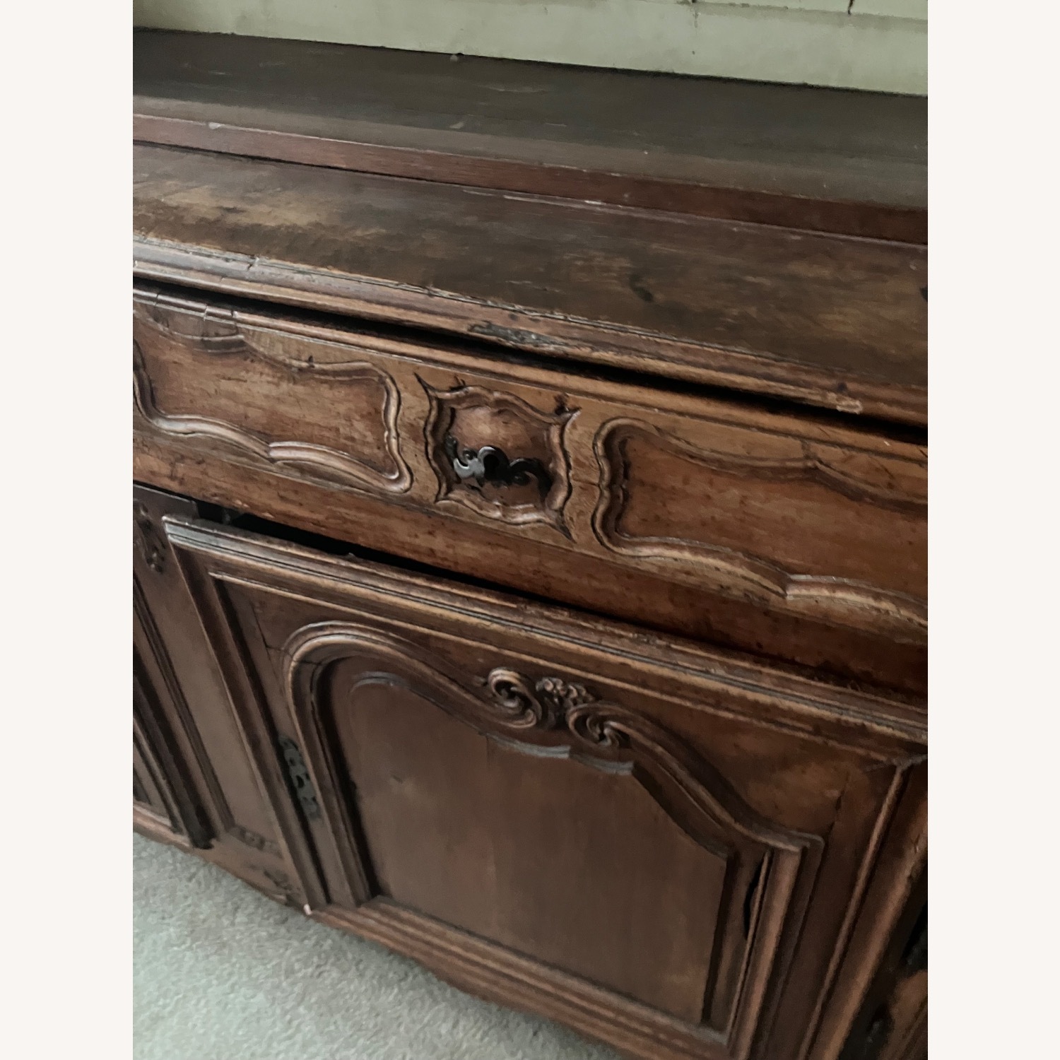 Antique Light Brown Wood Armoire - image-6