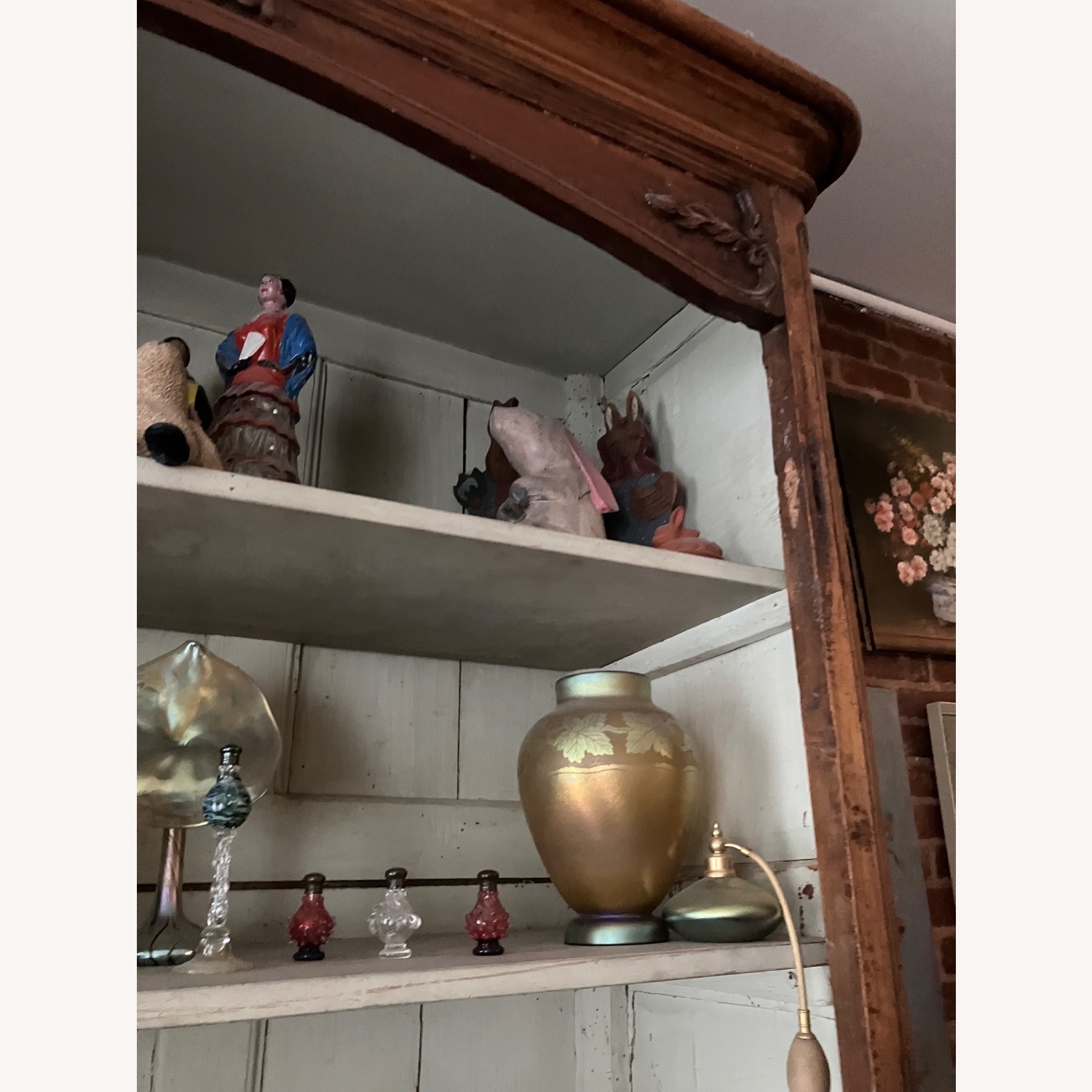 Antique Light Brown Wood Armoire - image-13