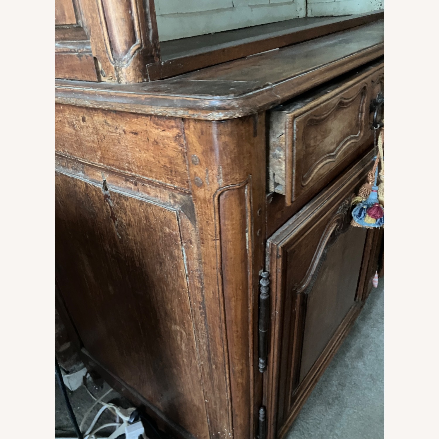 Antique Light Brown Wood Armoire - image-5