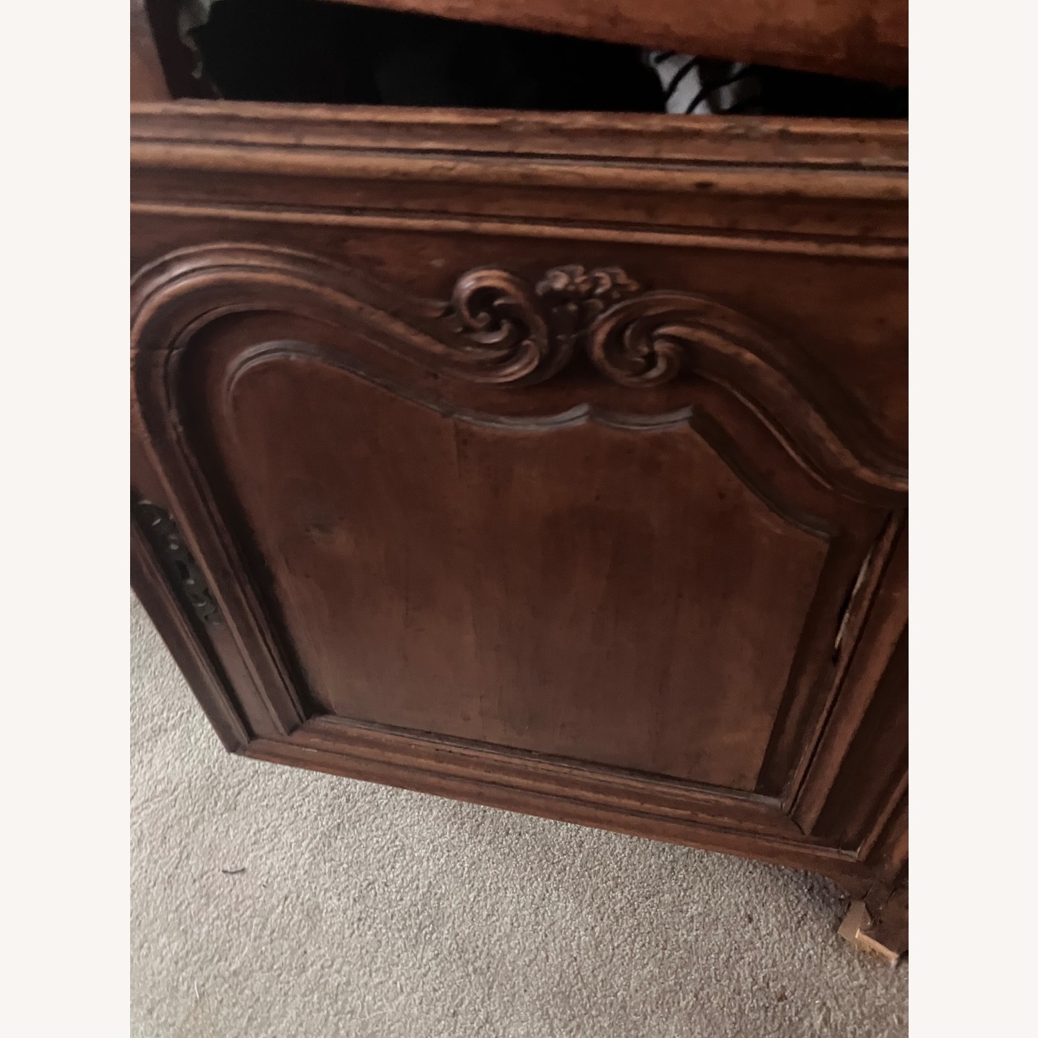 Antique Light Brown Wood Armoire - image-8