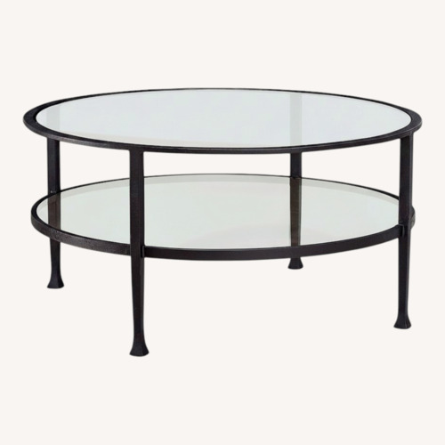 Used Pottery Barn Tanner Round Coffee Table for sale on AptDeco