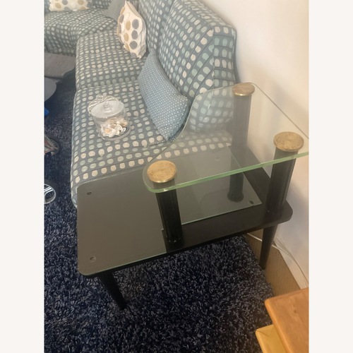 Used Vintage/Antique Finds Black Glass Side Table for sale on AptDeco