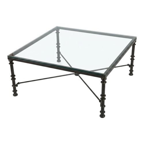 Used Vtg Brutalist faux Verdigris Glass Coffee Table for sale on AptDeco