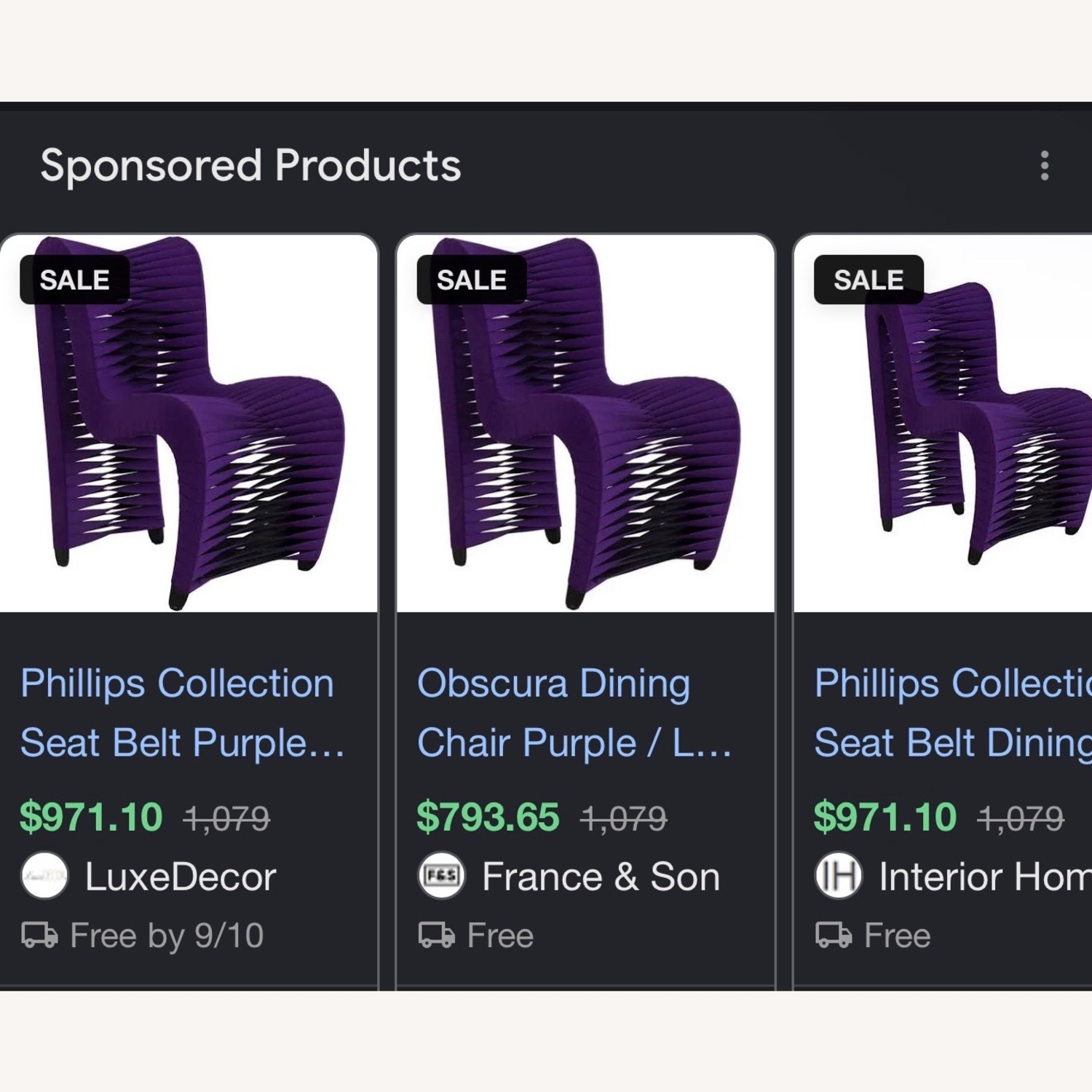 Phillips Collection Seat Belt Purple Upholstered Side Dining Chair - image-5