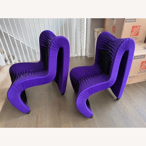 Used Phillips Collection Seat Belt Purple Upholstered Side Dining Chair for sale on AptDeco