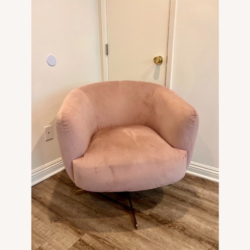 Used Swivel Velvet Arm Chair in Blush Pink for sale on AptDeco