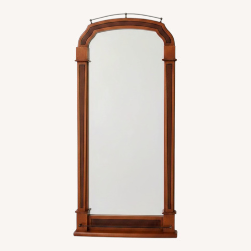 Used Light Brown Wood Mirror and Table Entryway for sale on AptDeco