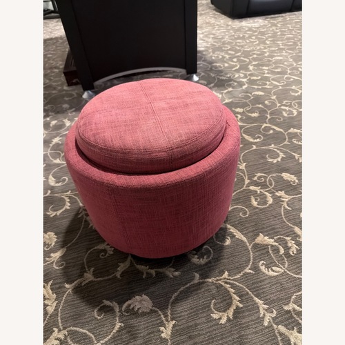 Used Vintage/Antique Finds Pink Fabric Ottoman for sale on AptDeco