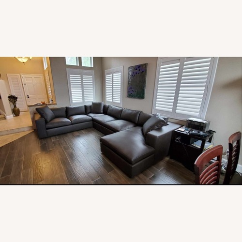 Used Dark Brown Leather 3+ Piece Sectional for sale on AptDeco