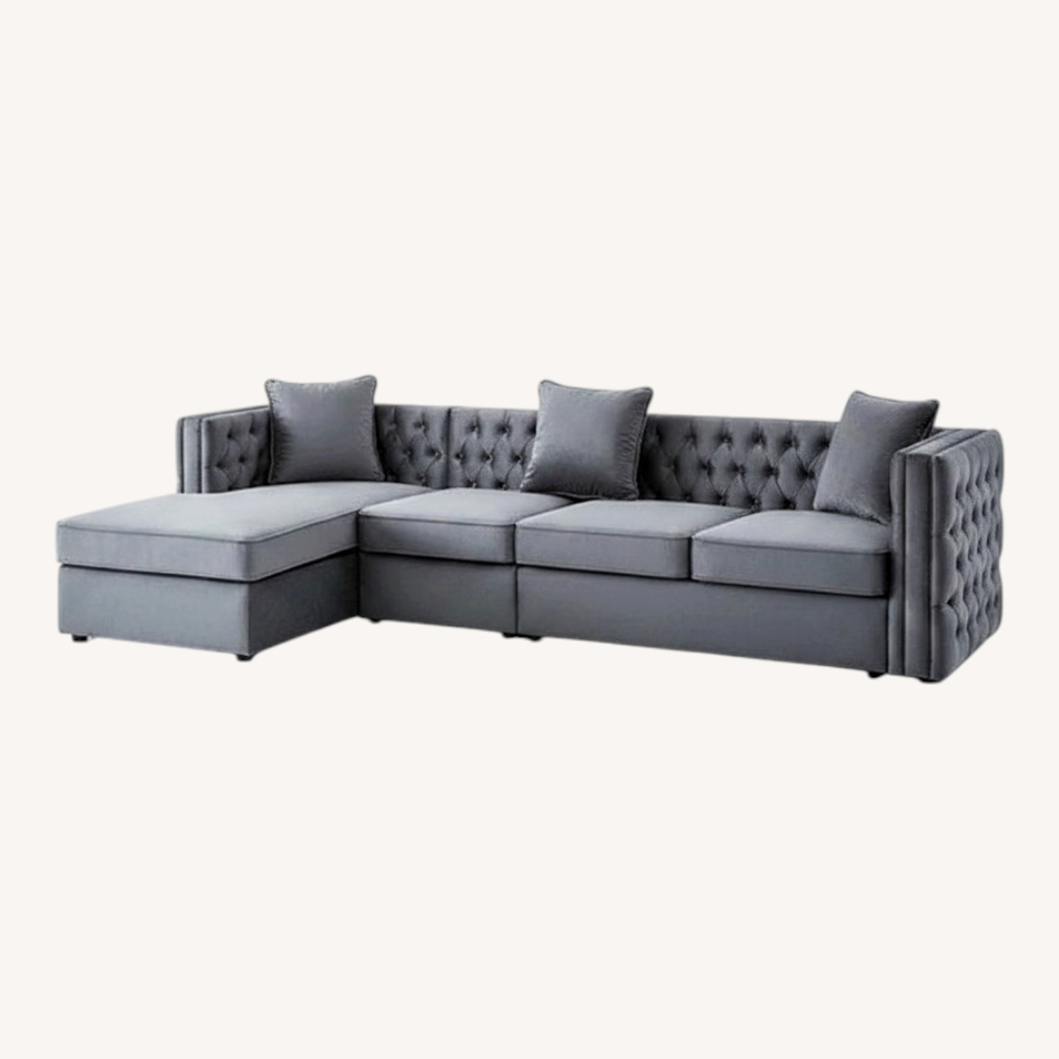 Cordova 120" Wide Velvet Left Hand Sofa W Chaise - image-0