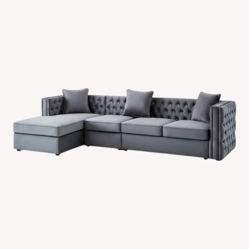 Used Cordova 120" Wide Velvet Left Hand  Sofa W Chaise for sale on AptDeco