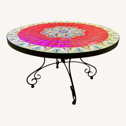 Used Tile Inlaid Iron Coffee Table for sale on AptDeco