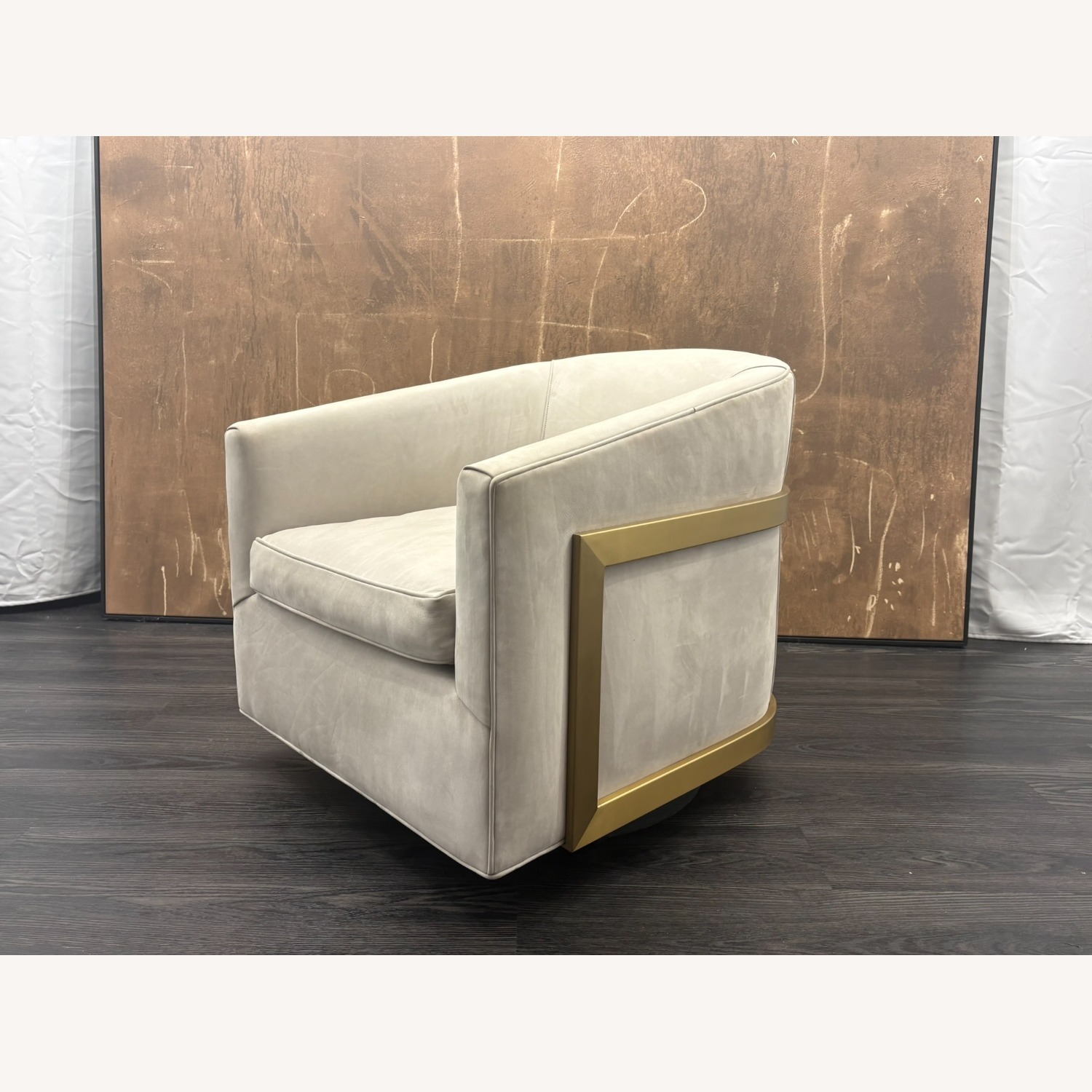 Restoration Hardware Reginald Swivel Chair - Italian Veneto Leather - image-22