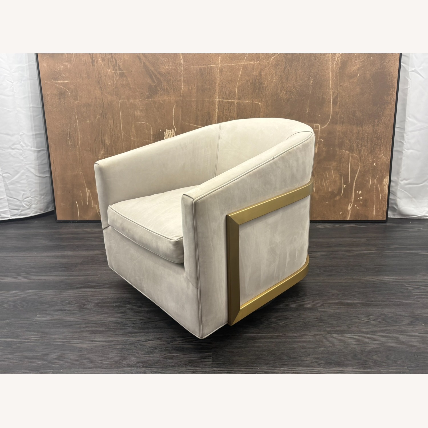 Restoration Hardware Reginald Swivel Chair - Italian Veneto Leather - image-23