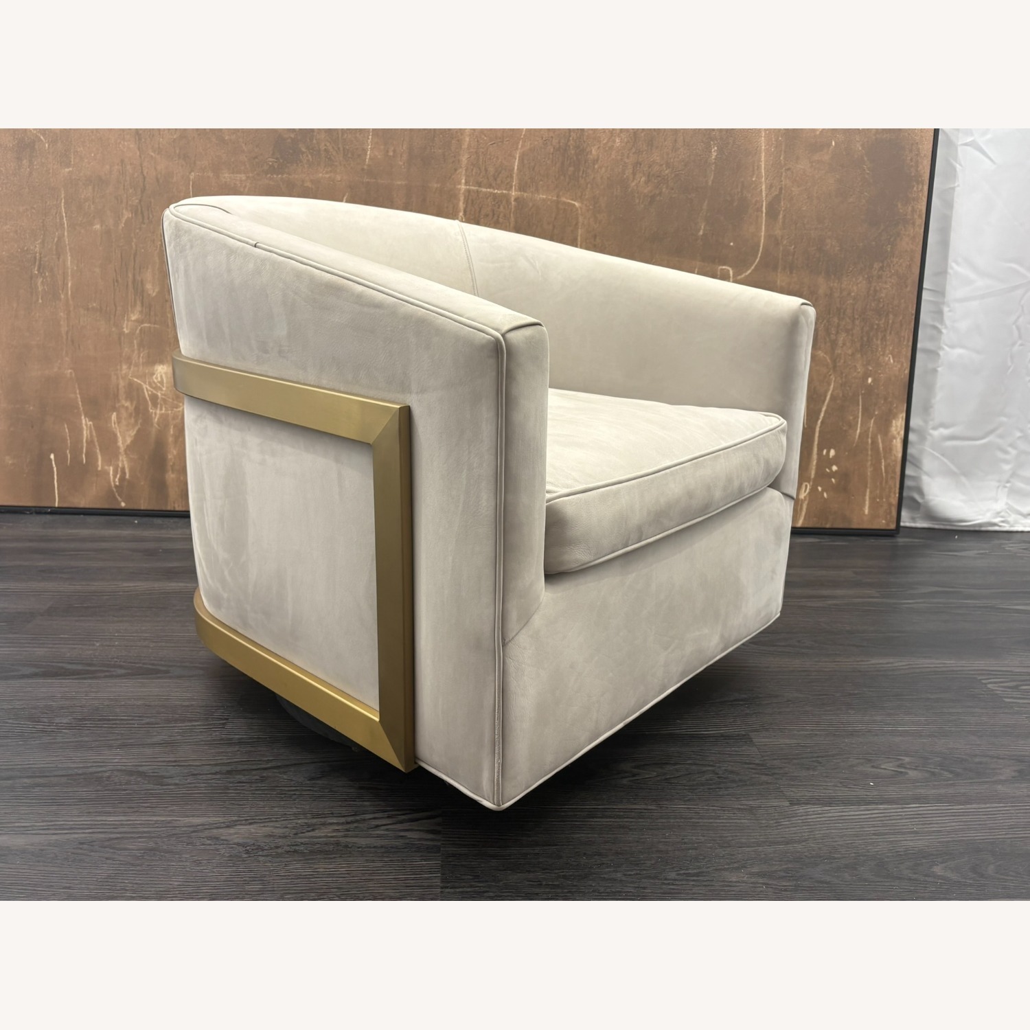 Restoration Hardware Reginald Swivel Chair - Italian Veneto Leather - image-12