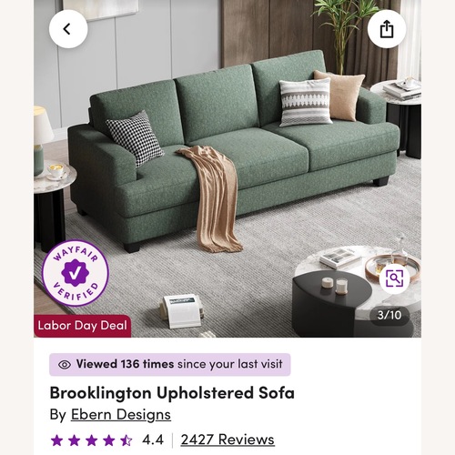 Used Wayfair Green Brooklington Upholstered Sofa for sale on AptDeco