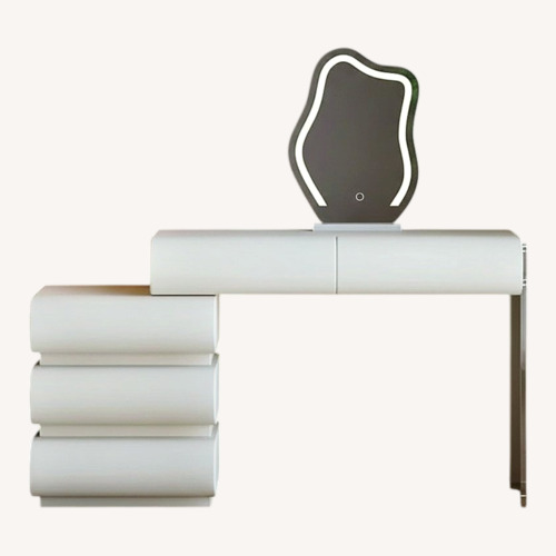 Used White Leather 3-Piece Vanity for sale on AptDeco