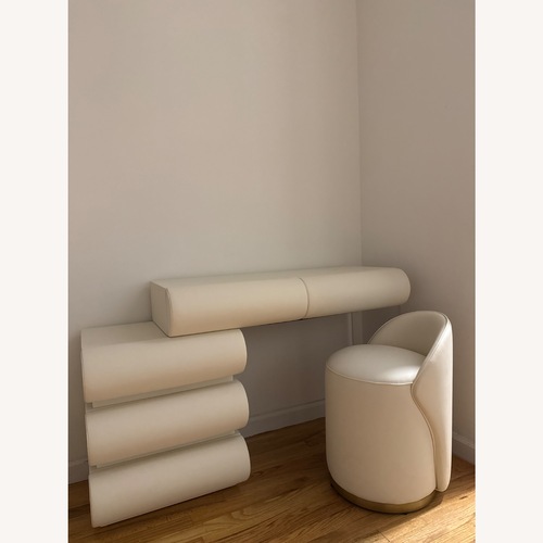 Used White Leather 3-Piece Vanity for sale on AptDeco