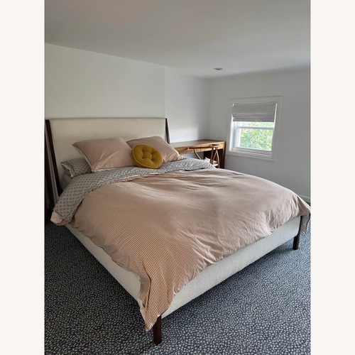 Used CB2 White Malena Boucle Queen Bed for sale on AptDeco