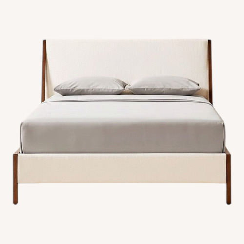 Used CB2 White Malena Boucle Queen Bed for sale on AptDeco