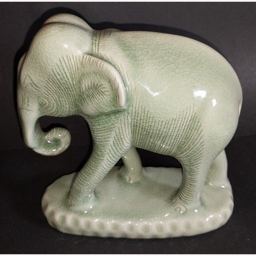Used Celadon Green Crackle Ceramic Thai Elephant for sale on AptDeco