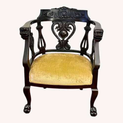 Used Victorian Lion-Head & Claw-Foot Armchair - Yellow for sale on AptDeco