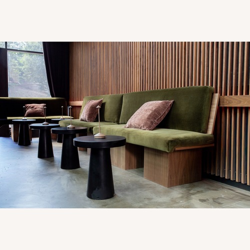 Used Custom Walnut & Velvet Banquette Sofas — 3 availle for sale on AptDeco