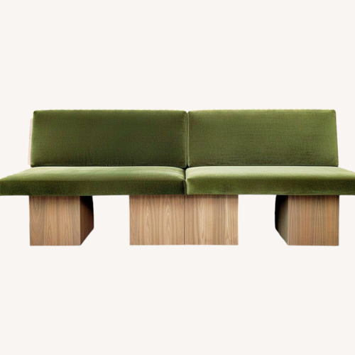 Used Custom Walnut & Velvet Banquette Sofas — 3 availle for sale on AptDeco
