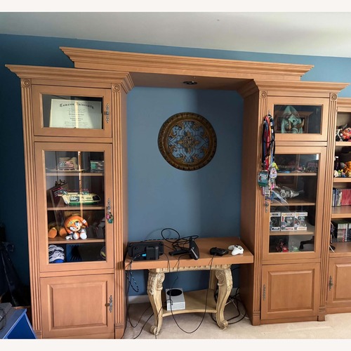 Used Solid Oak Bedroom Wall Cabinet Set for sale on AptDeco