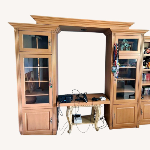 Used Solid Oak Bedroom Wall Cabinet Set for sale on AptDeco