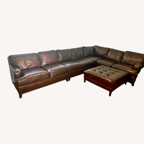 Used Ethan Allen Dark Brown Leather 3+ Piece Sectional for sale on AptDeco