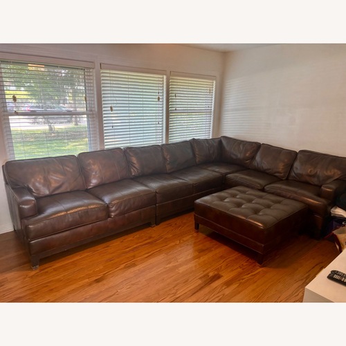 Used Ethan Allen Dark Brown Leather 3+ Piece Sectional for sale on AptDeco