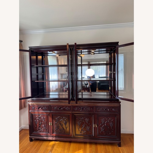 Used Chinese Antique Rosewood Hutch and Lower Cabinets for sale on AptDeco