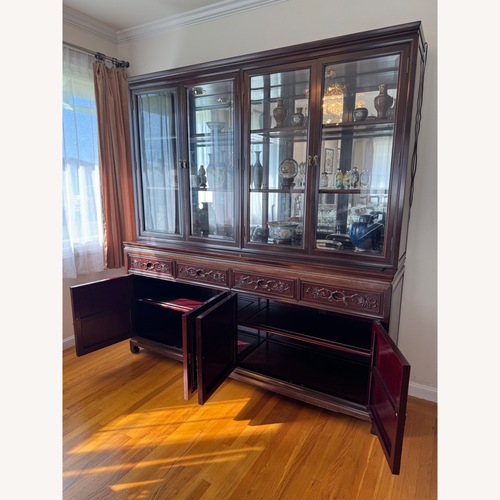 Used Chinese Antique Rosewood Hutch and Lower Cabinets for sale on AptDeco