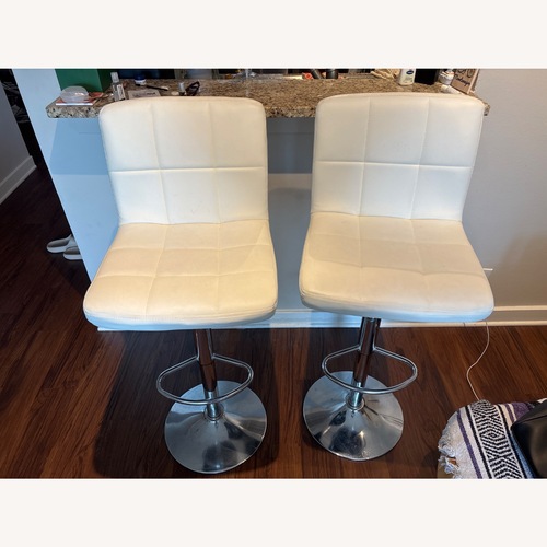 Used Adjustable White Barstool Set with Footrest for sale on AptDeco