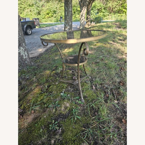 Used Art Deco Side Accent Table Glass Slate Top  for sale on AptDeco