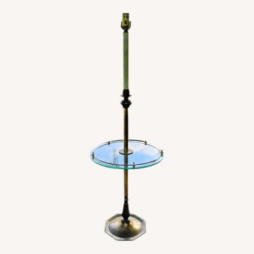 Used Side Table Glass With Lamp for sale on AptDeco