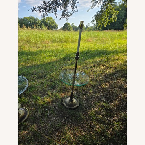 Used Side Table Glass With Lamp for sale on AptDeco