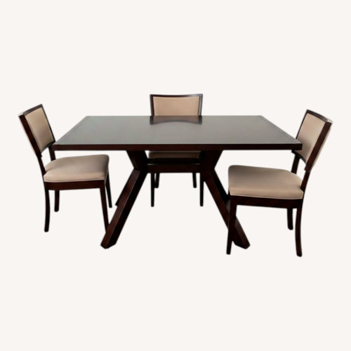 Used Scandinavian Designs Dark Cherry Wood Table & 6 Chairs for sale on AptDeco