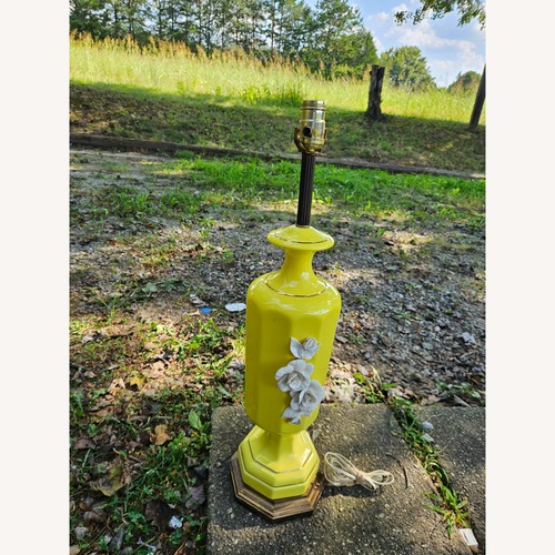 Used Canary Yellow Lamp With Icing Flowers for sale on AptDeco