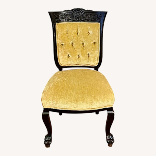 Used Victorian Carved Velvet-Tufted Side Chair for sale on AptDeco